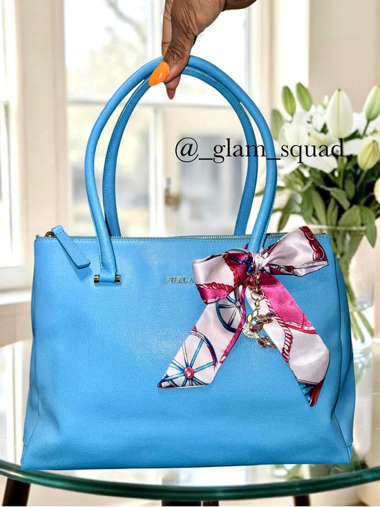 Furla Handbags - Furla Linda Medium Saffiano Leather Tote Bag – Cerulean Blue Like New